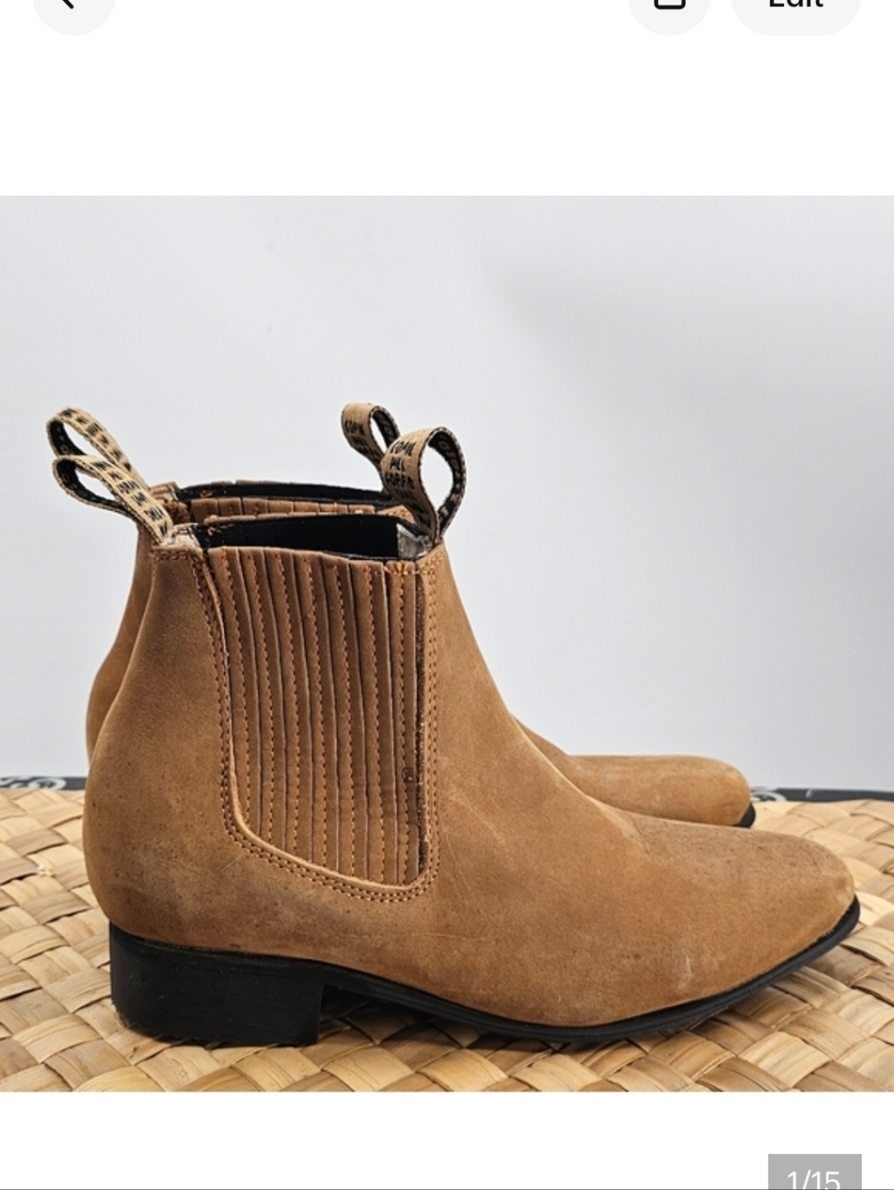 El Prieto Tan Suede Western Boots Size 8